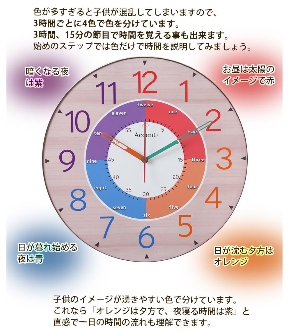 Amazon.co.jp: Accent+ 知育時計 クロキッズ 大型クロック 掛け時計