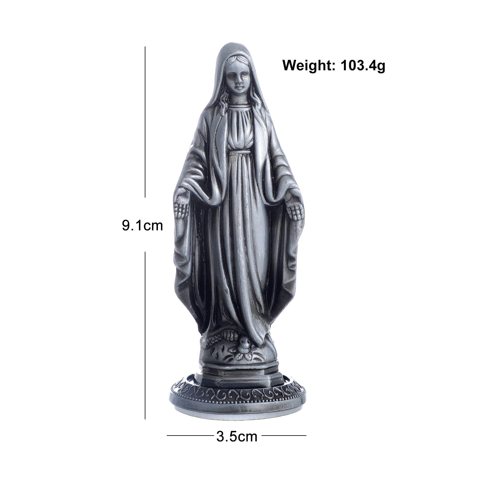 KMIMO Marie Statue pour la Voiture, Cadeau catholique Petite Mère Marie Statues Décor pour Home Office Table, Décorations de Tableau de Bord de Voiture bénir Conduire Cadeau de sécurité pour - 2