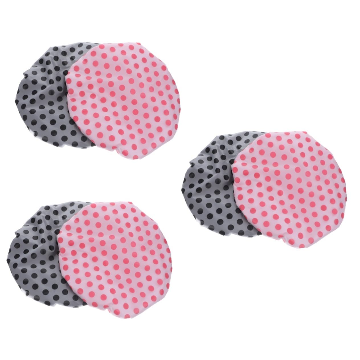 Healvian 6piezas Gorro De Ducha Reutilizable Para Mujer De Satinado Bonnet Para Dormir y Baño Para Cabello Rizado y Diseño Elegante Puntos Negros y Rojos