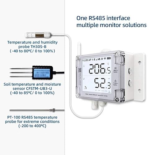 Vista 6 de UbiBot RS485 Sensor de temperatura y humedad del suelo, sonda de suelo inoxidable para invernadero, jardín, césped, granja, probador de humedad