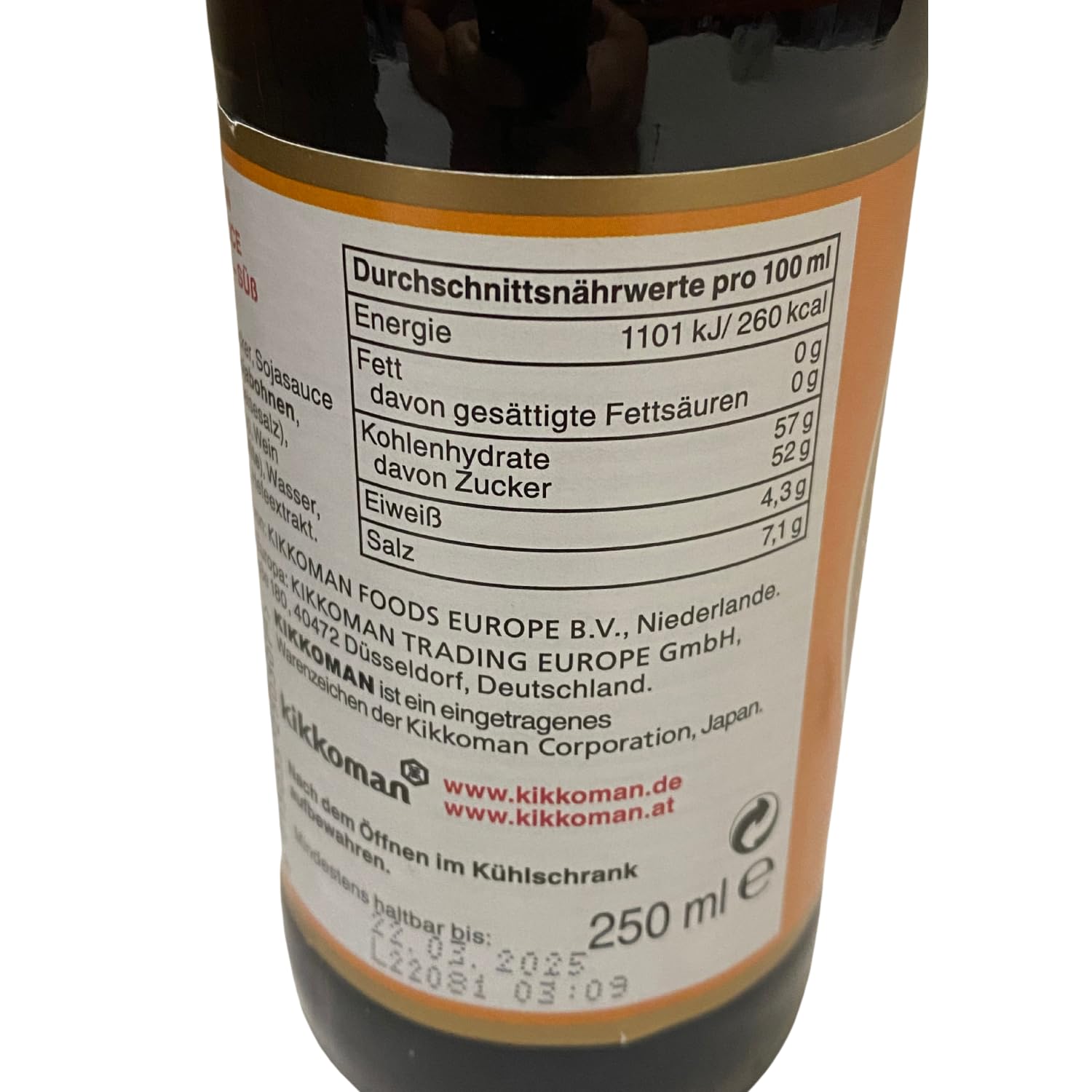 Kikkoman Salsa Di Soia Dolce 6X250 Ml. - 1500 g