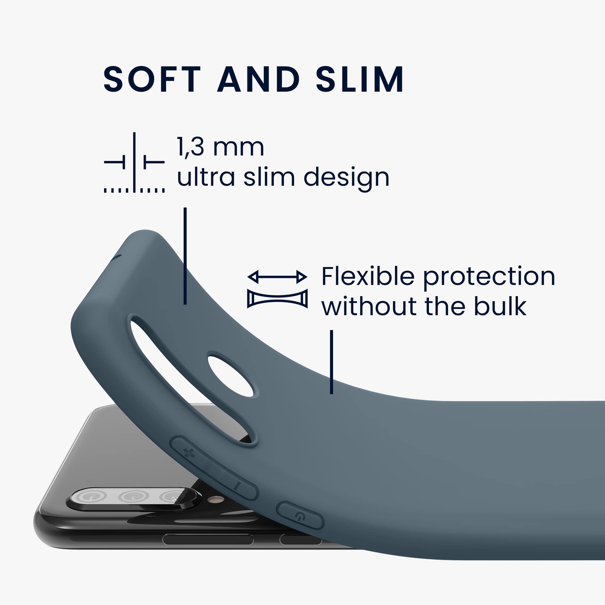 Kwmobile Cover In Silicone TPU Per Huawei P30 Lite / P30 Lite New Edition - Custodia Protettiva Gommata Antiscivolo - Nero - 5