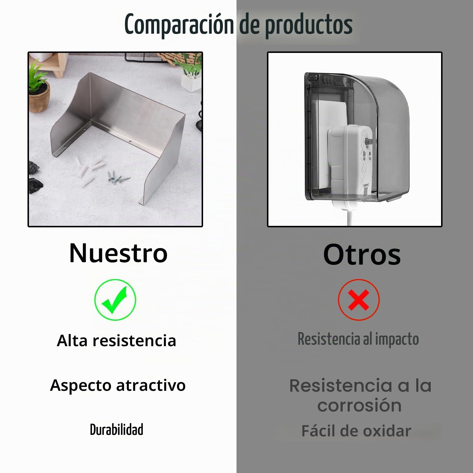 Cubierta De Lluvia De Acero Inoxidable,12x12x12cm Protección Contra la Intemperie de Acero Inoxidable, Exterior Impermeable Tapa Enchufes, Interruptor Protector de Enchufe, Tapa Timbre,para Interior