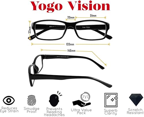 Miniatura 3 de Yogo Vision Paquete de 6 lentes de lectura para hombres y mujeres  Lectores en 4 colores de marco +2.25