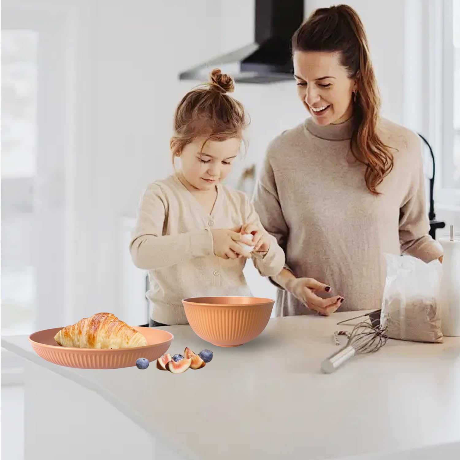Assiettes de camping incassables pour 6 personnes, ensemble de pique-nique en plastique pour fête, maison et pique-nique, léger, passe au micro-ondes et au lave-vaisselle (couleur)