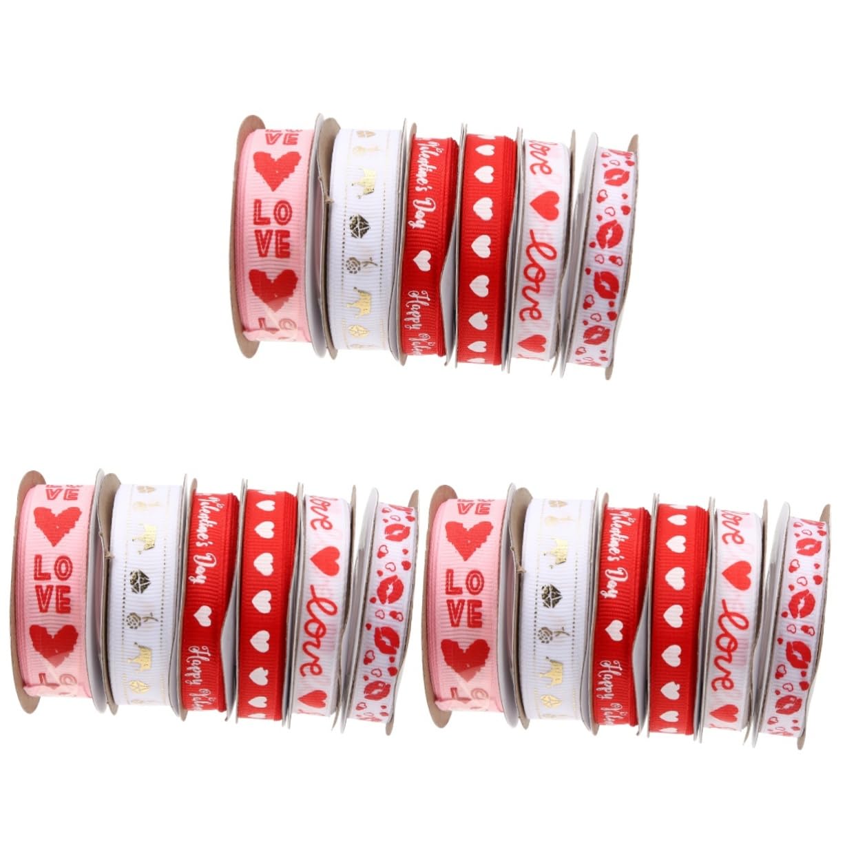 FRCOLOR 3 Sets Bezaubernde Bänder Zum Valentinstag Buntes Herz-design Zum Verpacken Von Geschenken Bastelprojekte Einfach Zu Verwenden 6 Rollen X 3