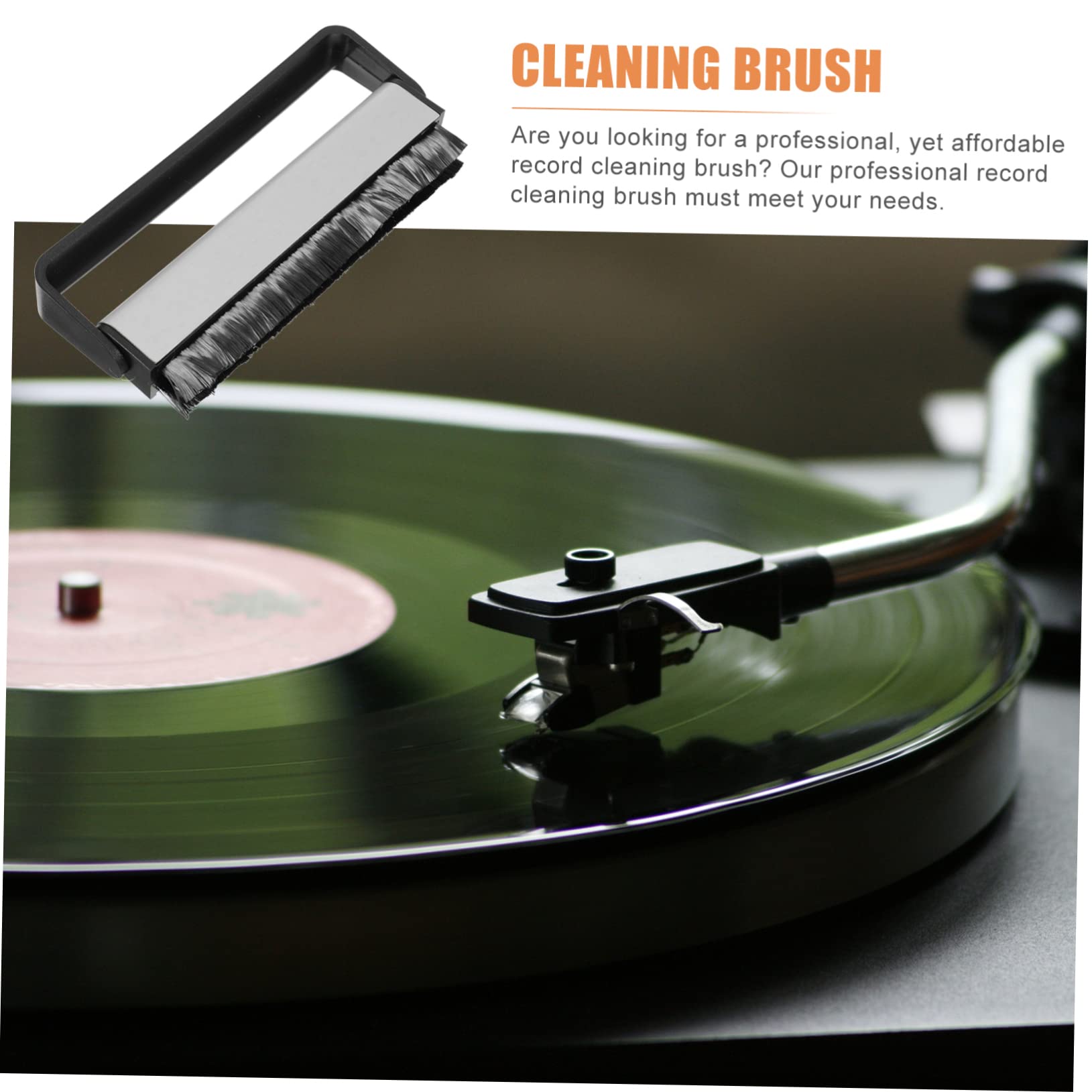 Uonlytech Lot De 4 Brosses De Nettoyage pour Disques Vinyles Manche en Aluminium De Nettoyage Non Compatible avec Votre Collection Montage Mural