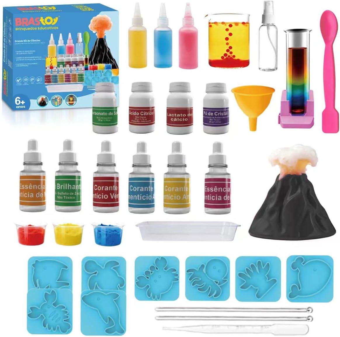 Kit de Experimentos Científicos STEM – Mais de 50 Combinações de Química, Brinquedo Educativo para Crianças a Partir de 6 Anos(Conjunto de Dinossauro)