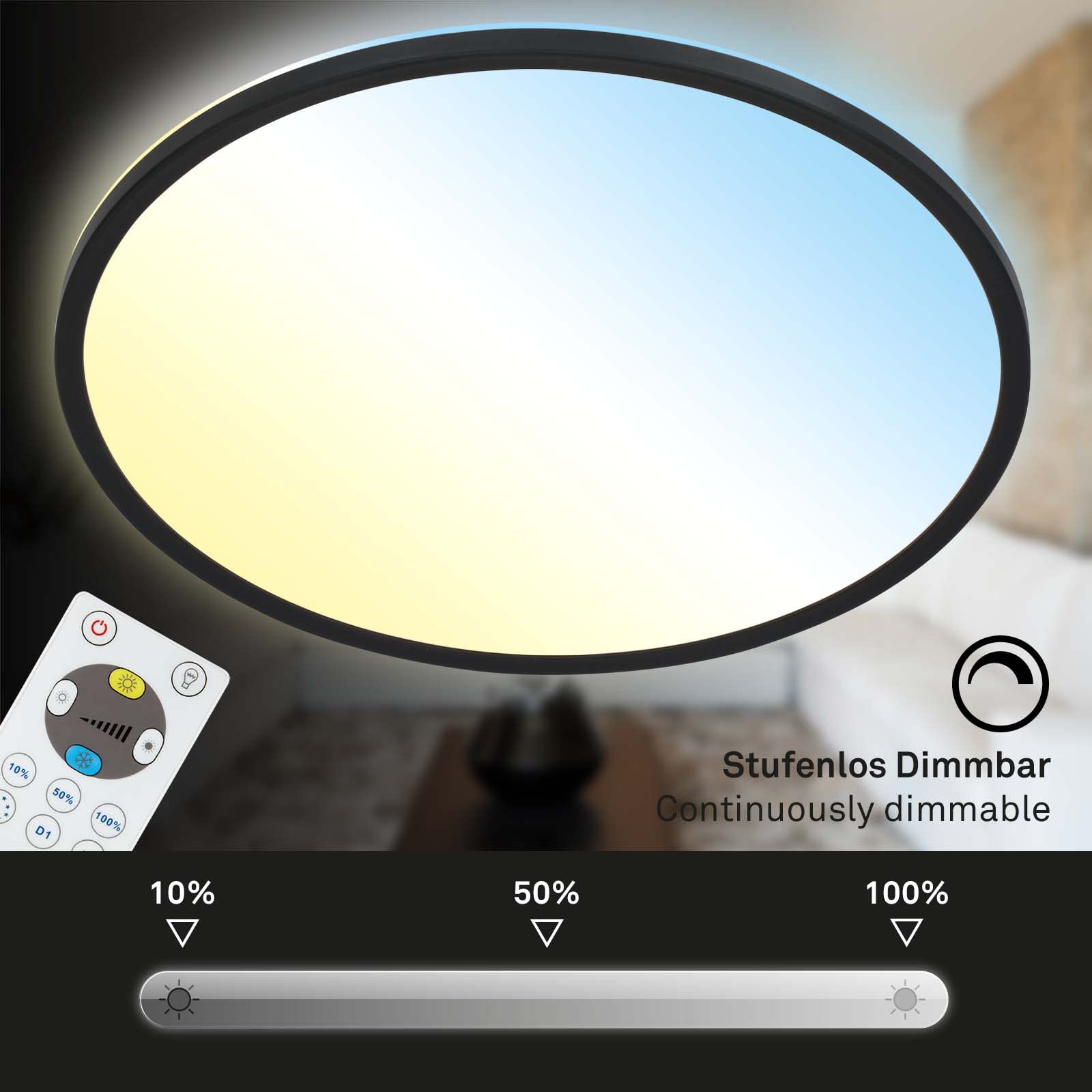 BRILONER Leuchten 7080-015 Panel LED z podświetleniem biały i czarny, 420 x 29 mm