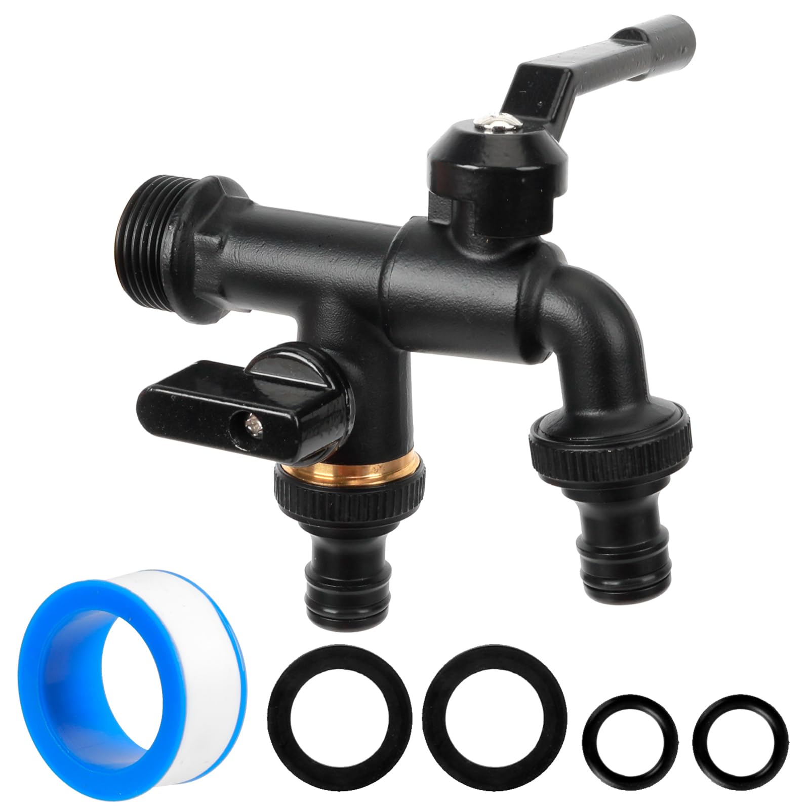 rubinetto doppio da giardino in ottone brunito - R042 - Fratelli Pinci