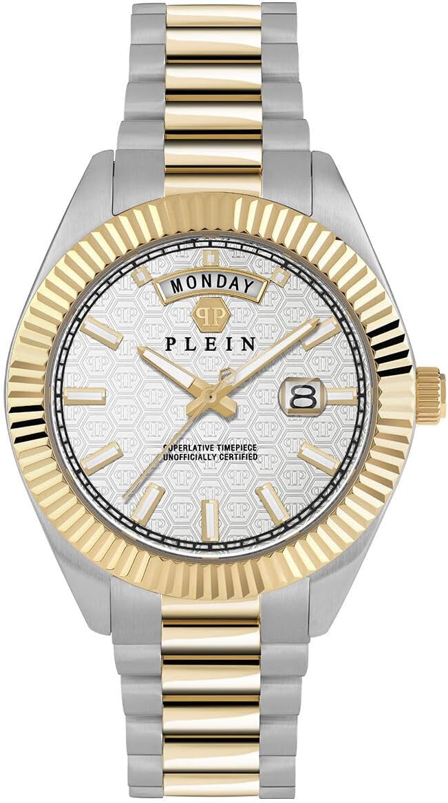 Philipp Plein Reloj de pulsera para hombre analógico de cuarzo con fecha superlativa de acero inoxidable
