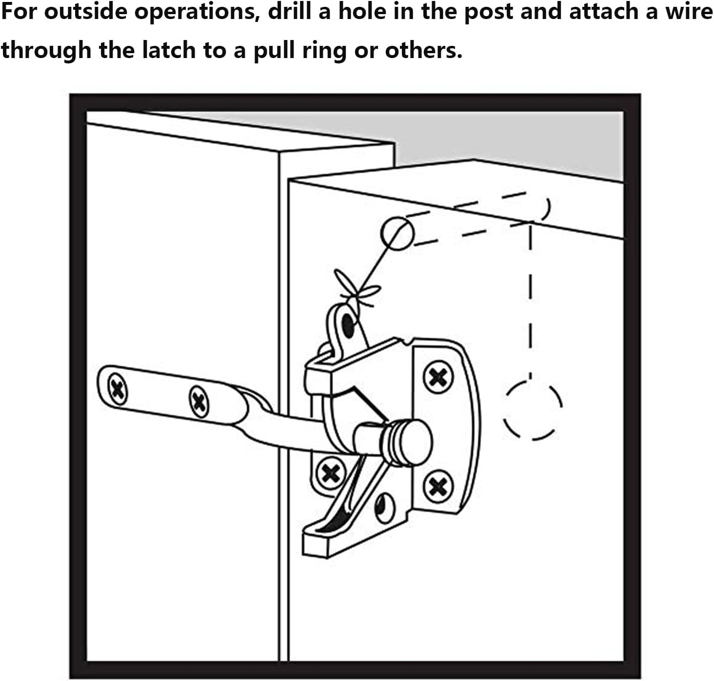 Self Locking Gate Latch with Spring Cable Pull for Wooden Fence Gate Heavy Duty Automatic Gravity Lever Door Latches Gate Hardware Gate Lock for Outdoor Secure Pool Garden Shed(116mm)