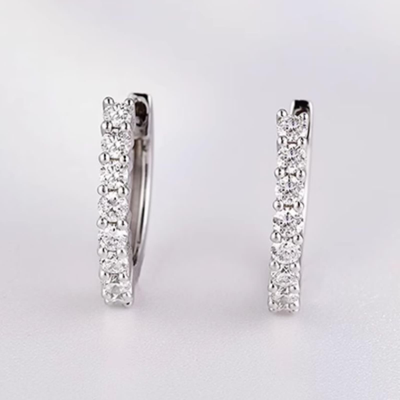Creole Hoop 9K/14K/18K białe złoto prawdziwe białe laboratorium stworzone diamenty klasyczne kolczyki damskie szlif okrągły, kolczyki damskie 18/14/9-karatowe złoto