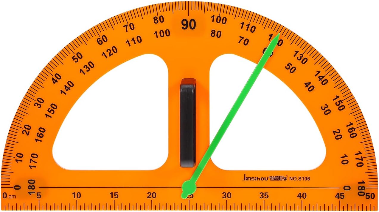 Operitacx Large Protractor, Classroom Math Protractor, Teaching Magnetic Protractor, 180 Degrees Teacher Blackboard Drawing Tool Classroom Supply (19.6x11 inch)