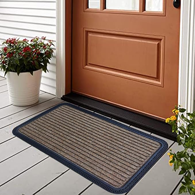 Mats Avenue Polypropylene and Rubber Backed Striped Patterned Door Mat Light Brown Color 45x75 CM
