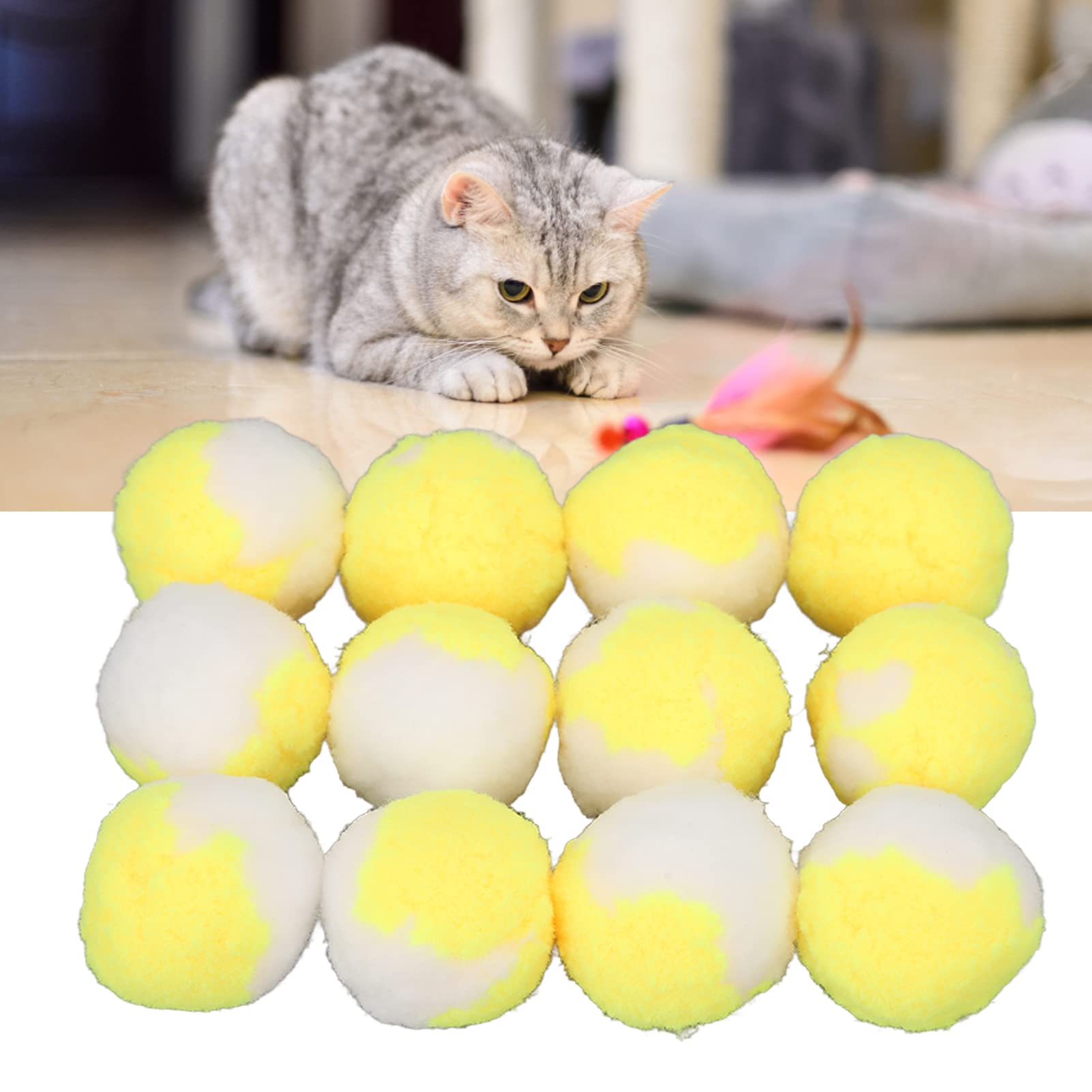Bolas Brinquedo Gatos - 12 Unidades, Lã Com Sino, 3.5cm