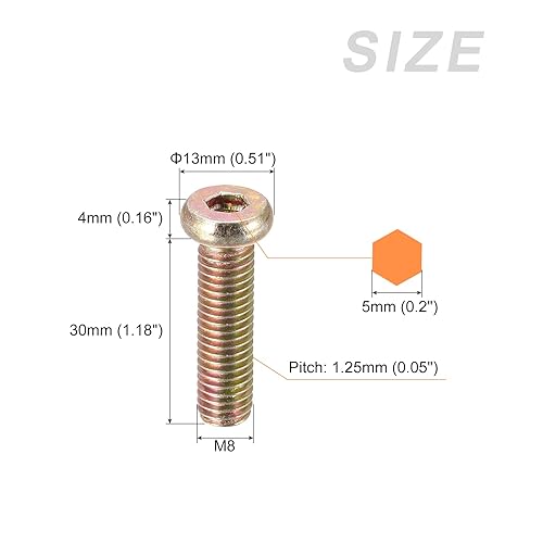 Vista 23 de METALLIXITY Tornillos de máquina de cabeza hexagonal (M8x50mm), 10 unidades, tornillos de acero al carbono, para maquinaria, muebles, bricolaje