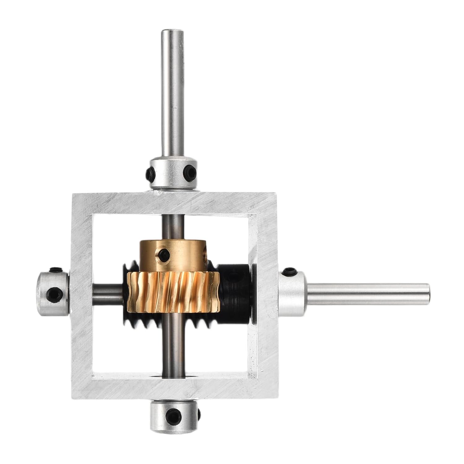 uxcell Gear Box 90 Degree Right Angle Worm Gearbox 1:20 Reduction Gearbox 1 Module 20 Teeth Worm Gear Aluminum Frame Simple Mechanical DIY Module with 6mm Shaft, 100x100x50mm(LxWxH)