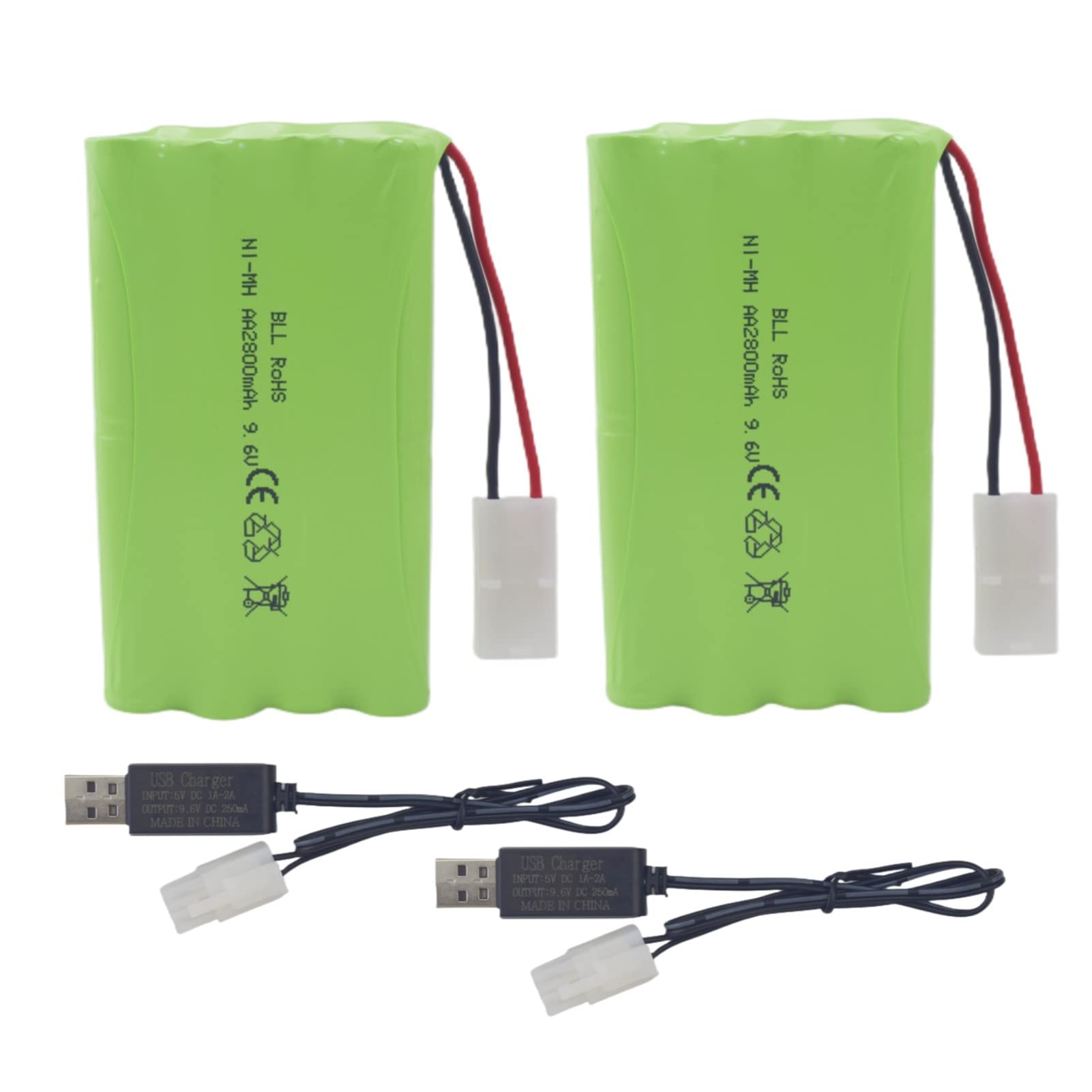 2PCS 9.6V 2800mAh AA Batterie Ricaricabili Tamiya Spina con Cavo di Ricarica USB per RC Auto Camion Serbatoi Ingegneria Auto RC Barche