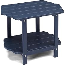 Outdoor Adirondack Side Table,2-Tier Side Table, HDPE Adirondack Table Patio Side Table, Weather Resistant End Table Small Outdoor Table for Patio, Backyard, Navy Blue