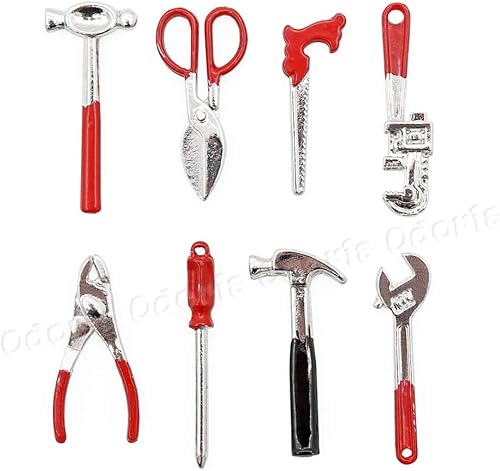 Miniatura 3 de Odoria Caja de herramientas miniatura 1/12 con 8 herramientas para casa de muñecas y accesorios de garaje