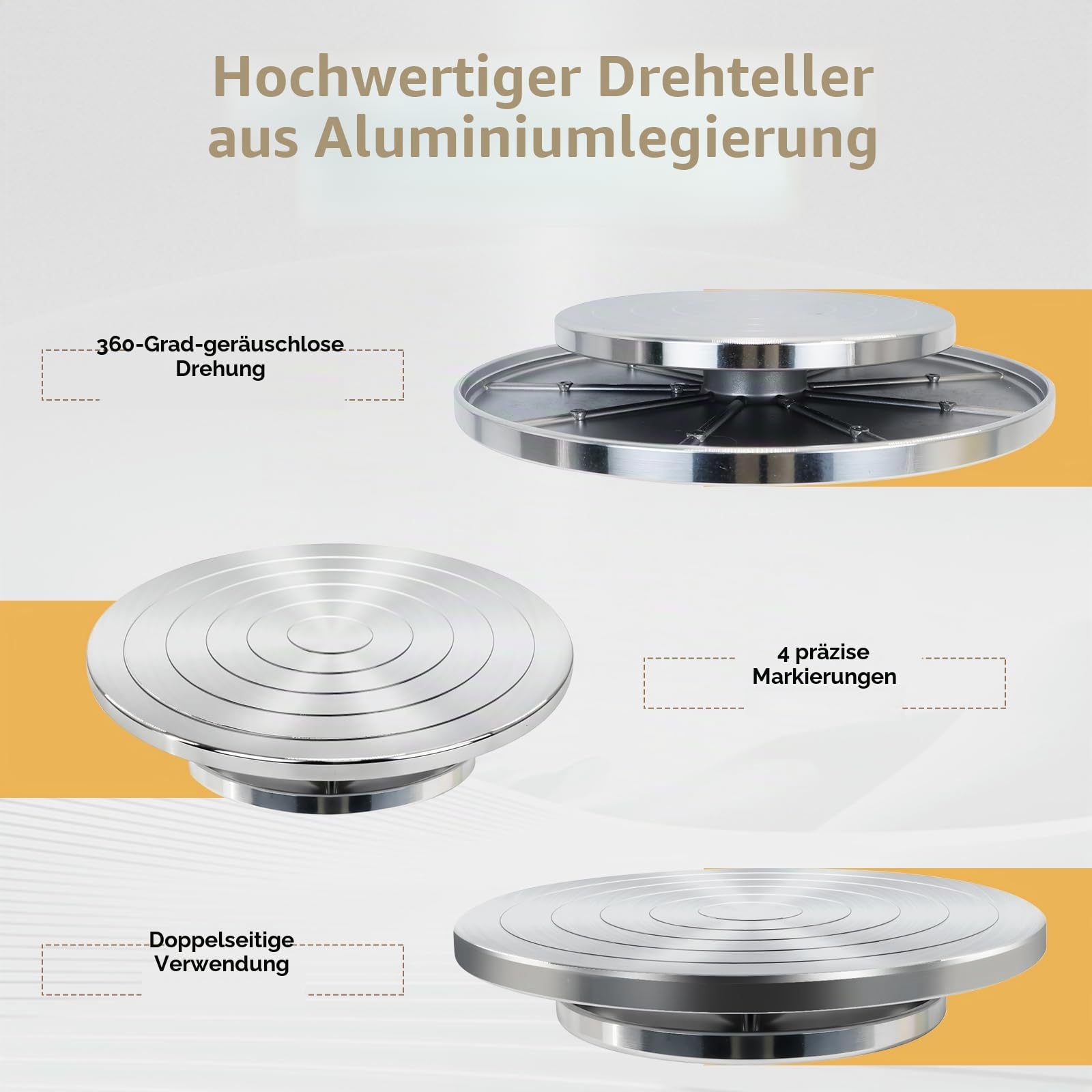 30 cm Doppelseitiges Keramik-Modellierrad für Erwachsene, robustes Aluminium-Bandrad mit Kugellagern, für Keramik, Tonmodellierung, Farbspritzen, Kuchendekoration