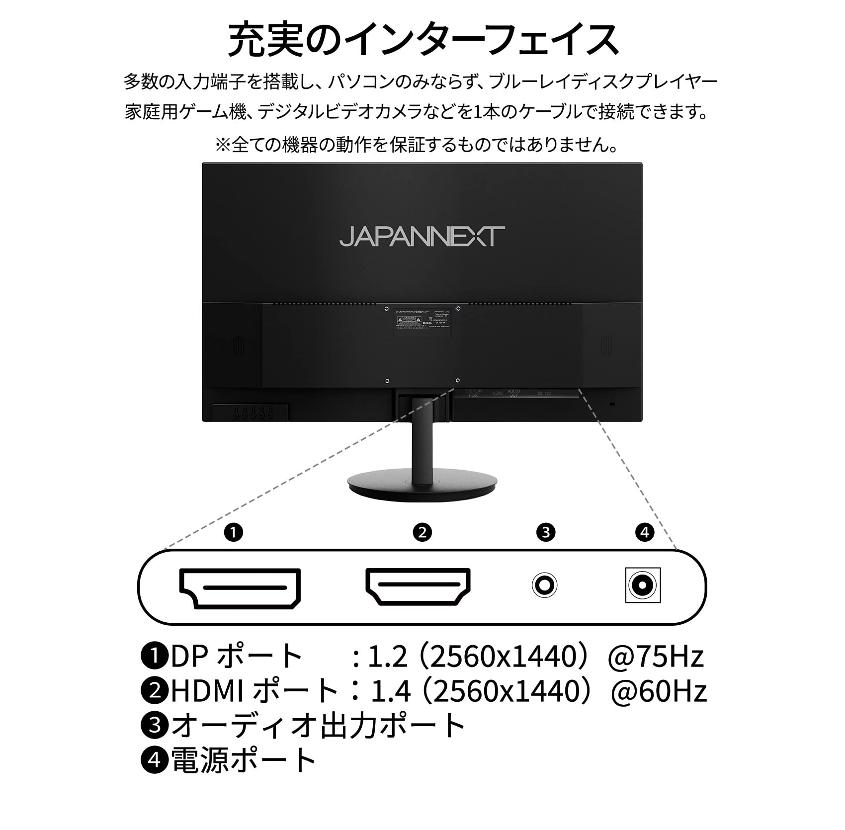 Amazon.co.jp: JAPANNEXT 27-inch WQHD (2560 x 1440) LCD Monitor JN 