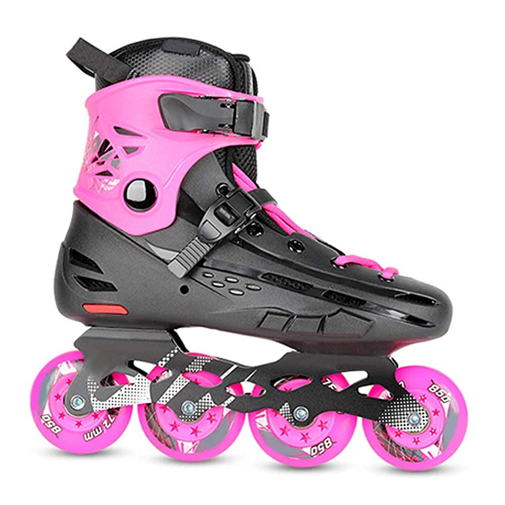 MU Ruote Di Pu Regolabili S per Bambini Donna Men-Inline Roller Skate, Prestazioni Fitness Skates Inline Blades,Rosa,a / 10/11