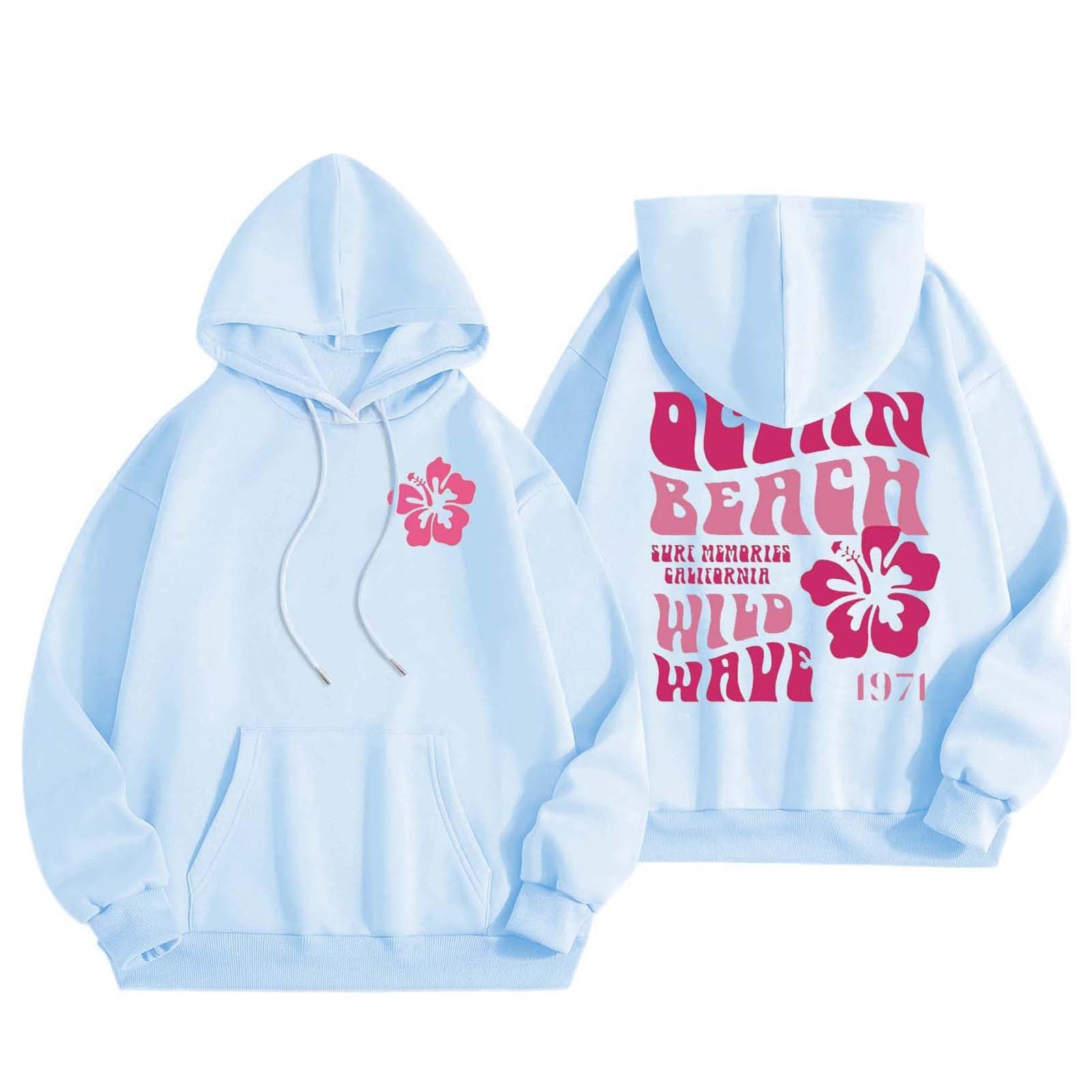 YmpkerialSweatshirts for Teen Girls Drawstring Letter Graphic Print Long Sleeve Hoodies Plus Size Cute Pullover Hoodie