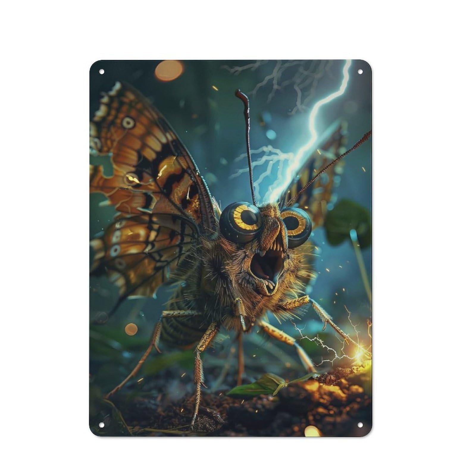 Butterfly Lightning Classic Metal Wall Decor 40x30cm, Metal Wall Plaque for Hobby Room, Office, Lounge Or Living Room