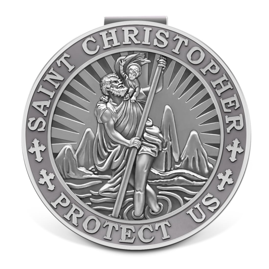 Saint Christopher Medal for Car Visor Clip St Christopher Medal for Car Talisman for Safety Automotive Visor Accessories