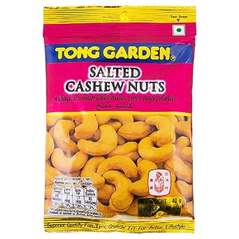 TONG GARDEN BRAND, Salted Cashew Nuts, Size 40g X 3 Packs