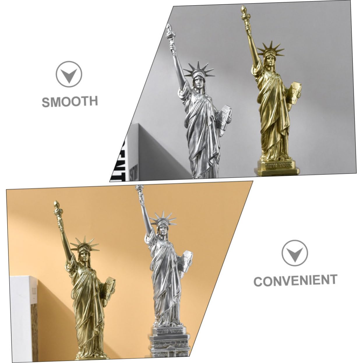 GLEAVI Statue Décorative Mini Statue Liberté en Résine Couleur Argenté Vieilli Sculptée Métal Résistante Objet Décoratif Bureau Salon Chambre