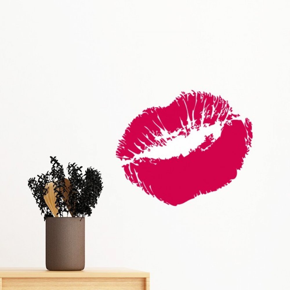 Stickers muraux baiser rouge pour une deco de chambre romantique