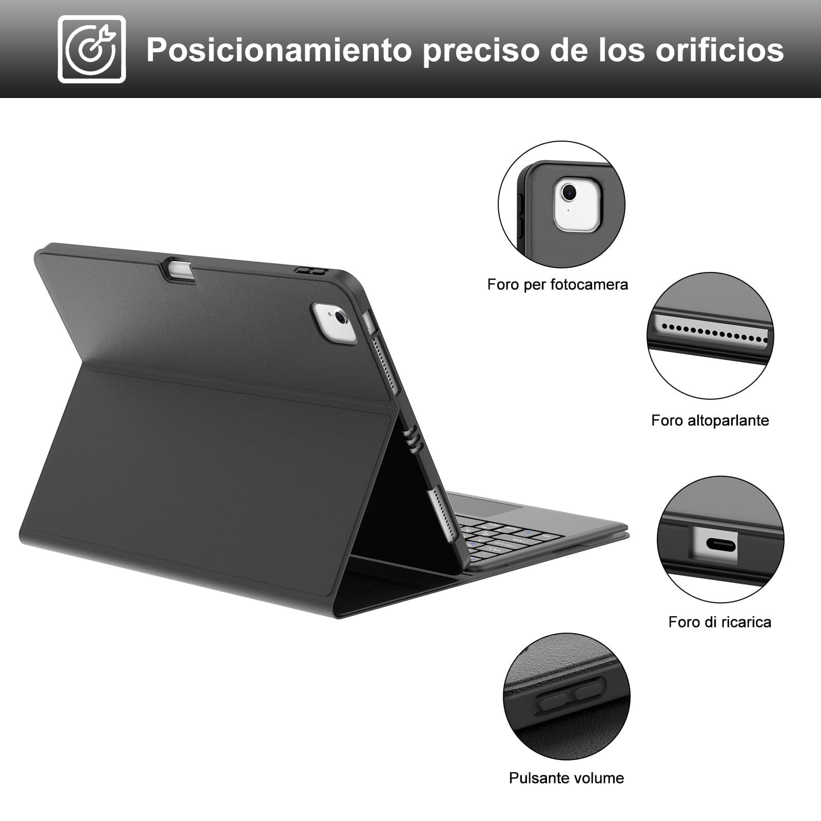 Tastiera per iPad Air 13 M4 2026/M3 2025/M2 2024/iPad Pro 12.9 3-6 Gen