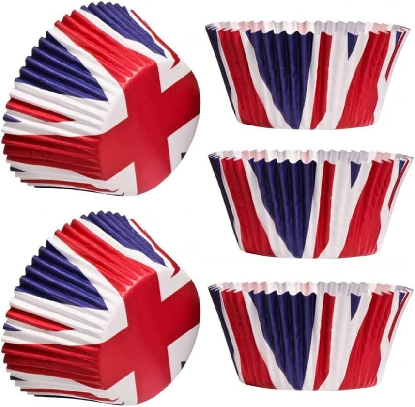 30PCS Union Jack Cupcake Cases, Mini Muffin Cup Cake Cases