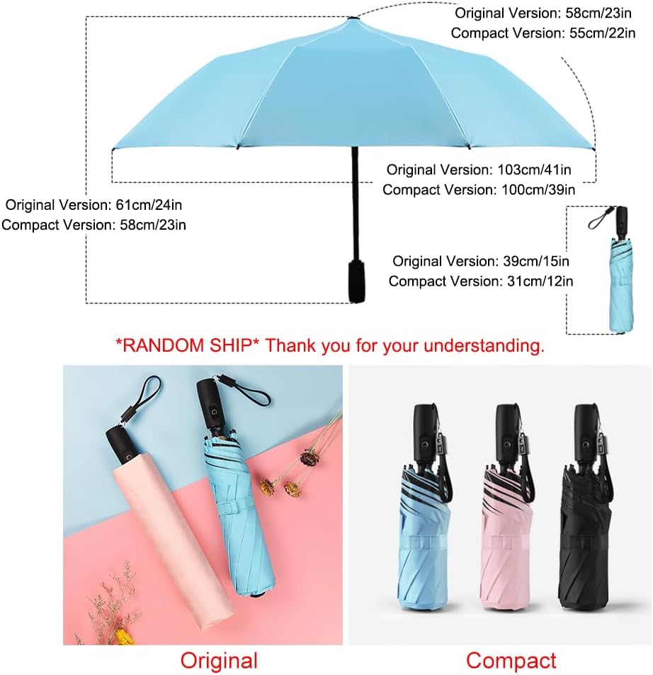 WOOLALA UV Sun & Rain Umbrella with Built-in Cooling Fan, Portable Foldable Design, UPF 50+ Protection, USB Rechargeable for Sports Games, Theme Parks on Hot Days