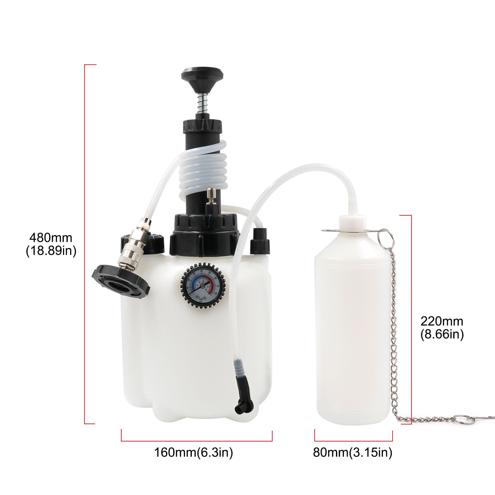 Kit di spurgo dei freni manuale da 3 l, dispositivo di spurgo freni per auto, con bottiglia di spurgo da 1 l e 4 adattatori per cilindro principale, pompa manuale per spurgo del liquido dei