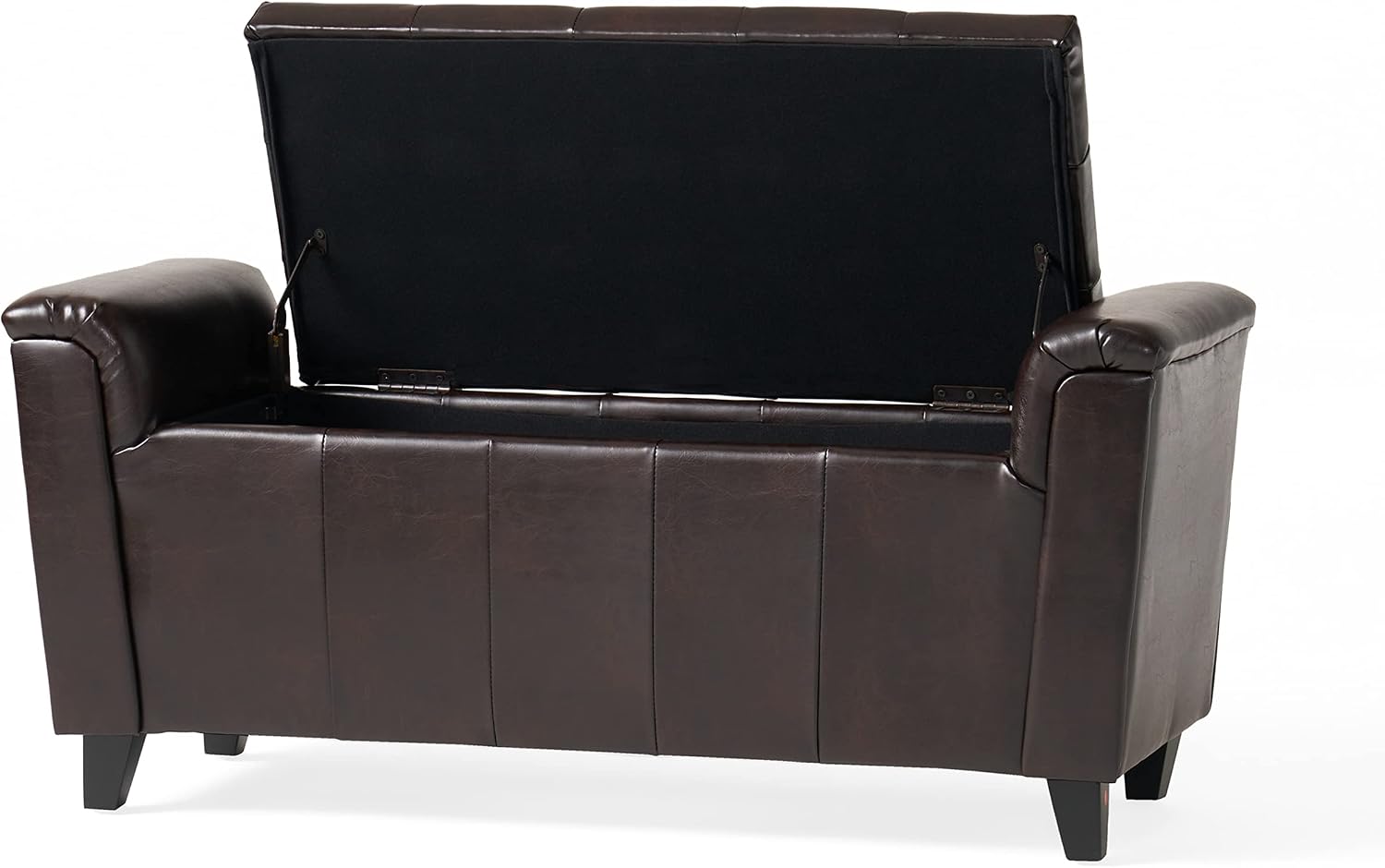 Christopher Knight Home Alden Armed PU Storage Bench, Brown, 17. 50D x 45. 50W x 20.75H