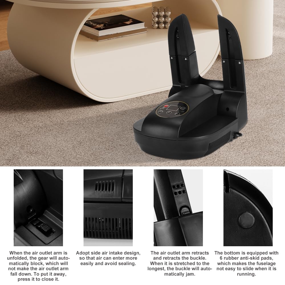 Schuhtrockner Elektrisch, Schuhe Stiefeltrockner mit Timer und Ozon Funktion, Schuhwärmer, Wärmegebläse Faltdesign, schuhtrockner antibakteriell für Schuhen, Stiefeln, Handschuhen, Socken ect.