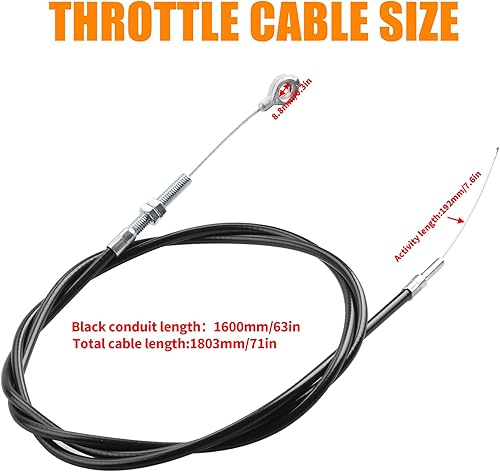 Miniatura 5 de Cable de acelerador universal compatible con Manco Go Kart 8252-1390 Go Cart, cable de 71 pulgadas con carcasa de 63 pulgadas, dos juegos de cable