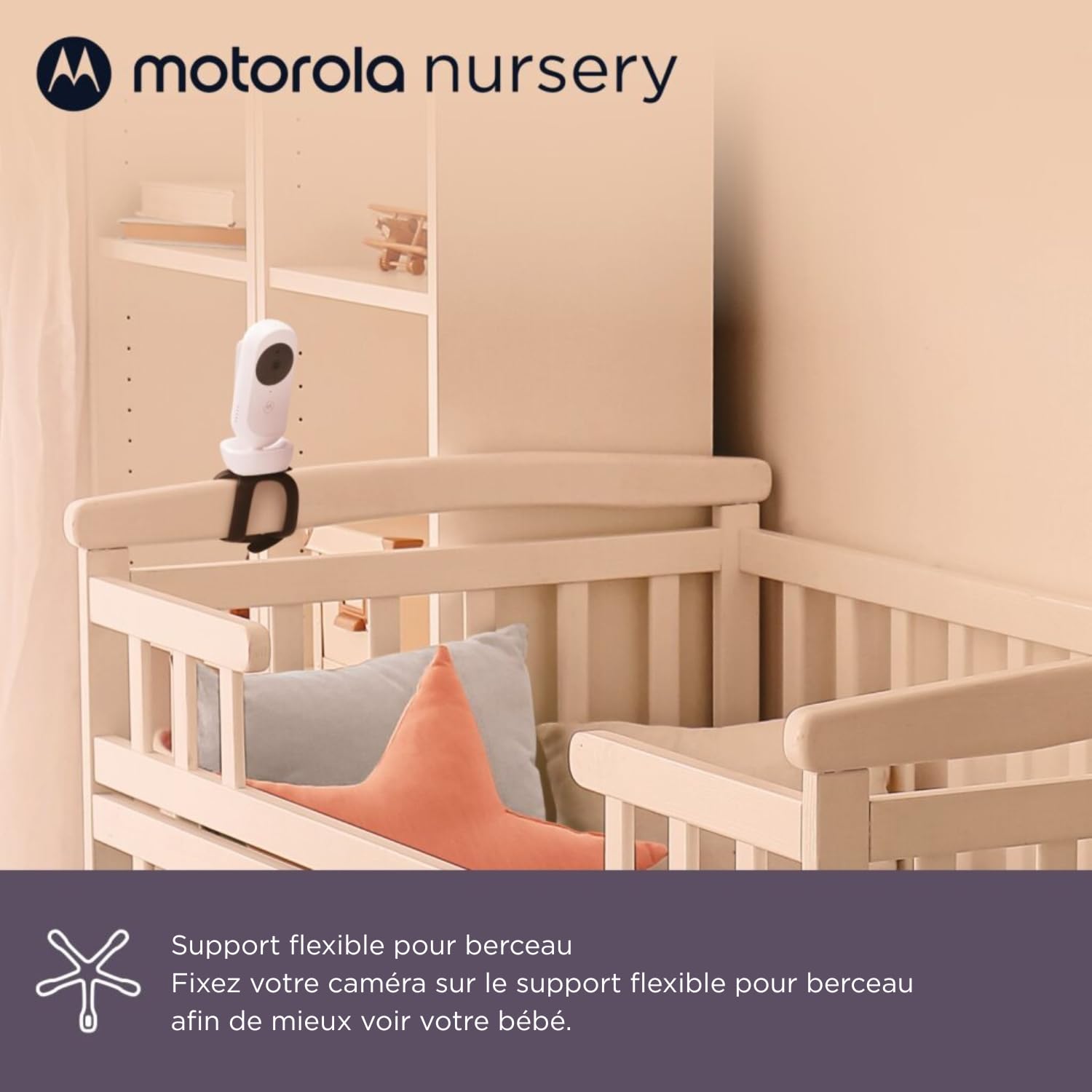 Motorola Nursery Babyphone VM45 CONNECT avec caméra Wi-Fi et écran 5 pouces, vision HD 720p, conversation bidirectionnelle, contrôle de la température, support de berceau Stargrip, longue portée