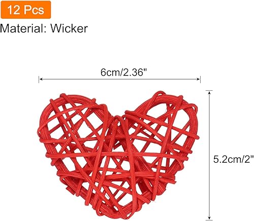 Miniatura 9 de MECCANIXITY 12 piezas de jarrón de ratán en forma de corazón de ratán natural para decoración del día de San Valentín, boda, decoración del hogar,