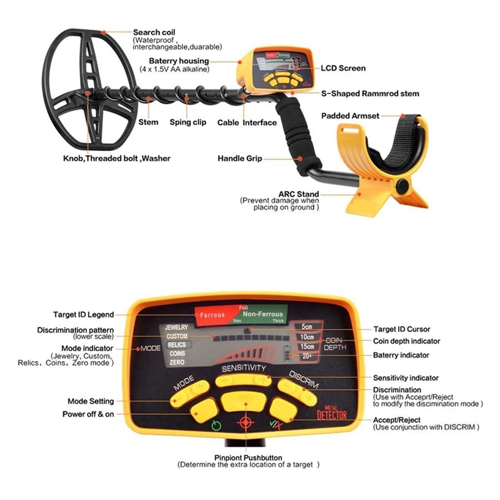 Detector De Metales Subterráneo, Buscador Oro, Cazador Tesoros, Equipo Detección, Impermeable DeteccióN Precisa