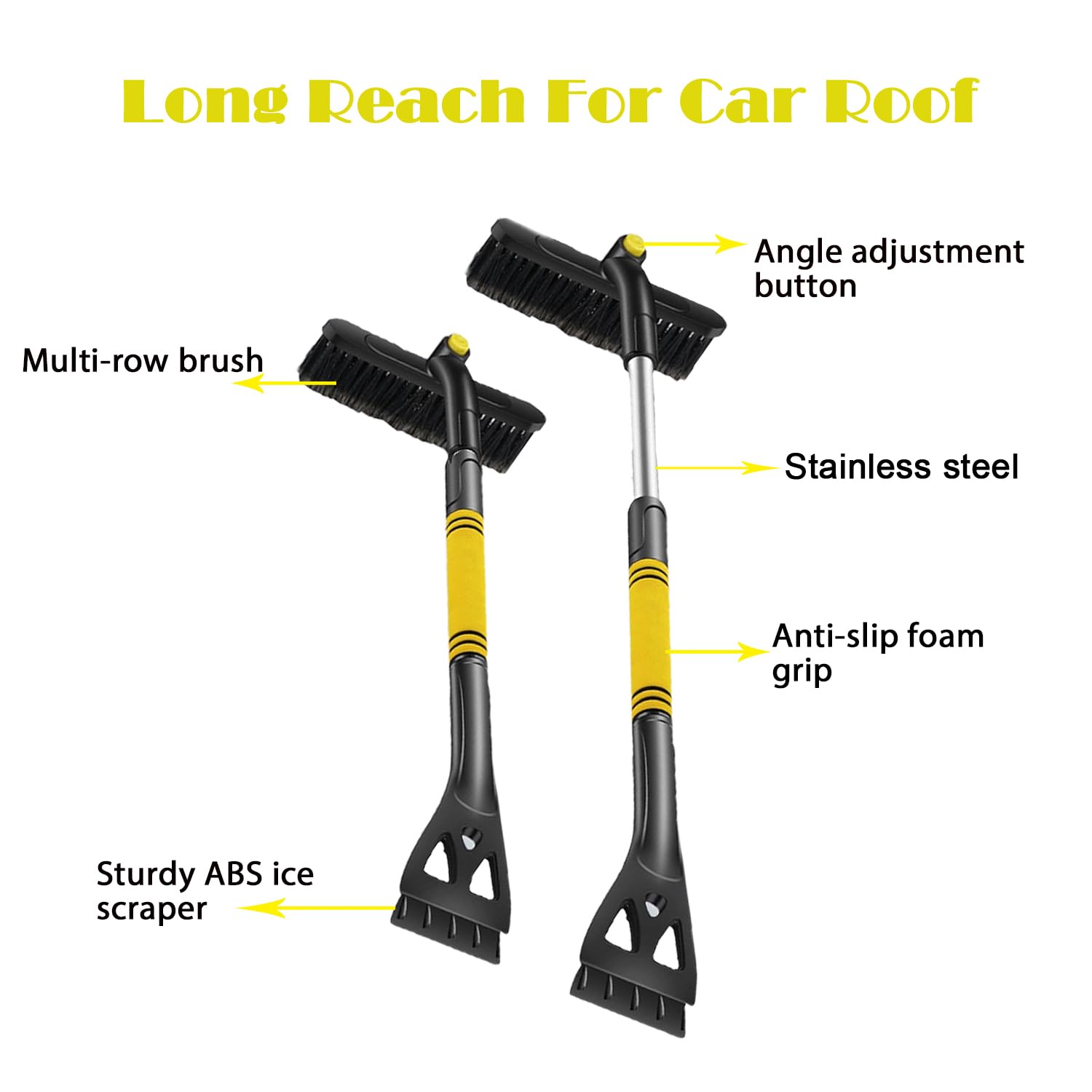 LKOIVNED Grattoir à Neige, Grattoir à Glace Pour Pare-Brise De Voiture, Brosse à Neige De Voiture Détachable Extensible Avec Tête Rotative à 360 Degrés Pour Voiture SUV Camion