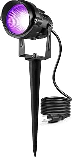 Junview LED Halloween Black Lights 12W Outdoor Blacklight Spotlights with US Plug IP66 Waterproof for Dance Party Glow in The Dark Stage Lighting Body Paint Fluorescent Poster Neon Glow(1 Pack)