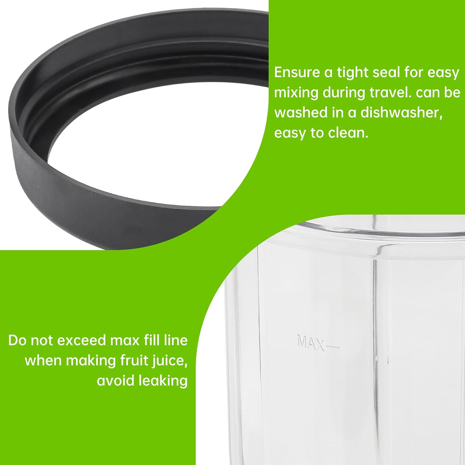 2 Pack Replacement 30 Ounce Cup Jar with Handle Mug with Lip Ring Part, Compatible with Nutribullet RX 1700W NB-301, N17-1001, NBM-U0272 Blenders