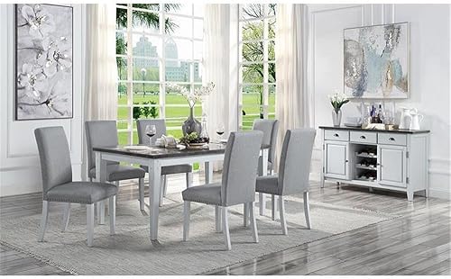 Miniatura 2 de Acme Lanton - Silla auxiliar en tela de lino gris y blanco antiguo