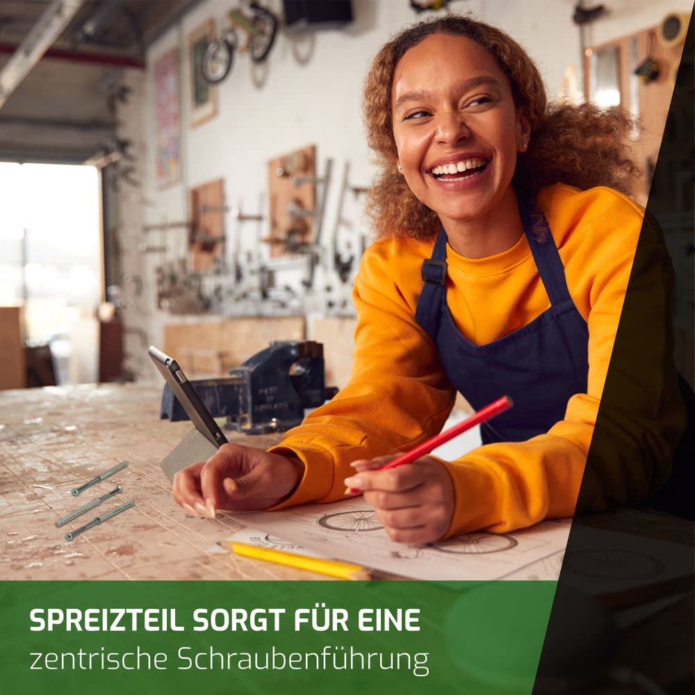 KEW 50x Rahmen-Dübel mit Torxschraube RDD TX - Bit T30 - Premium Nylon-Dübel für Beton, Holz, Metall, Stein, Ziegel, etc. - 8x120mm - 50er-Pack