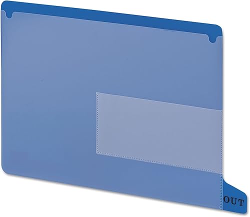 Smead Guía de salida de polietileno con pestaña final, dos bolsillos, pestaña de posición inferior, tamaño carta, azul, 25 por caja (61951)